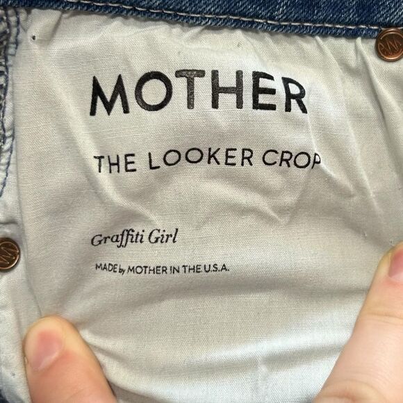 Mother The Looker Crop‎ In Graffiti Girl Wash Slim Leg with Distressing Size 24 - Picture 9 of 10